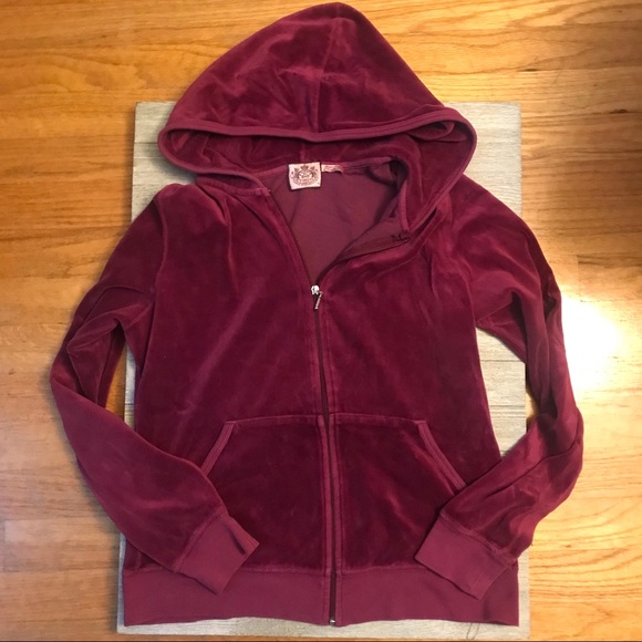 burgundy velour hoodie